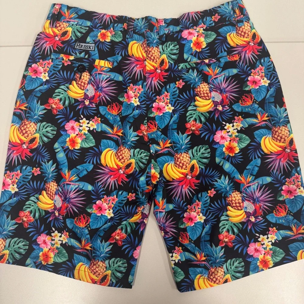Hreski Tropical Fruit Shorts‎ Mens 34 Multicolor Excellent Golf Summer Pineapple